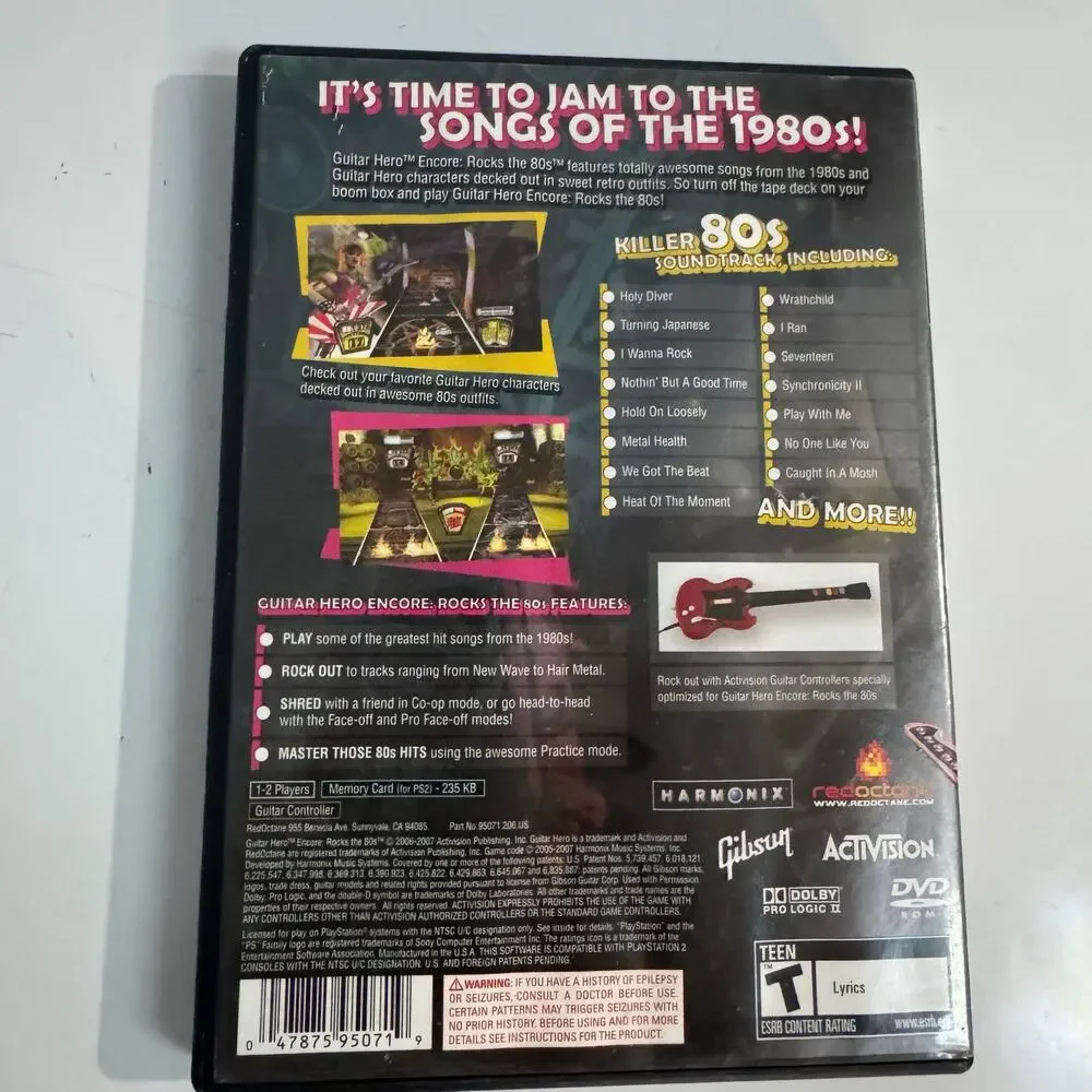 Guitar Hero Encore Rocks the 80s (Sony PlayStation 2, 2007) PS2 CIB Complete